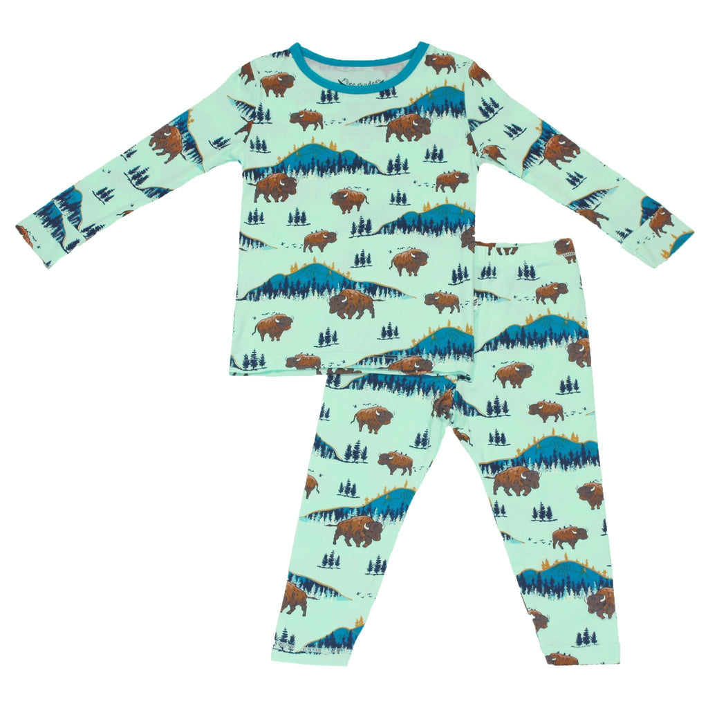 Born to be Wild Bisons Long Sleeve Pajama Set (0-24m) - HoneyBug 