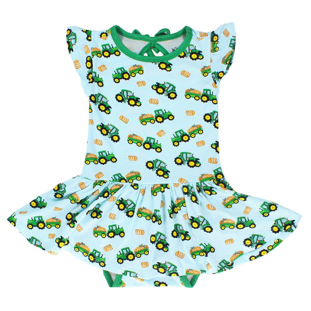 Breeze Tractors & Birdees Twirling Bodysuit Dress (3-24m) - HoneyBug 