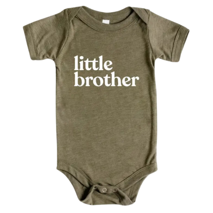 Little Brother Short Sleeve Bodysuit - Olive Green - HoneyBug 