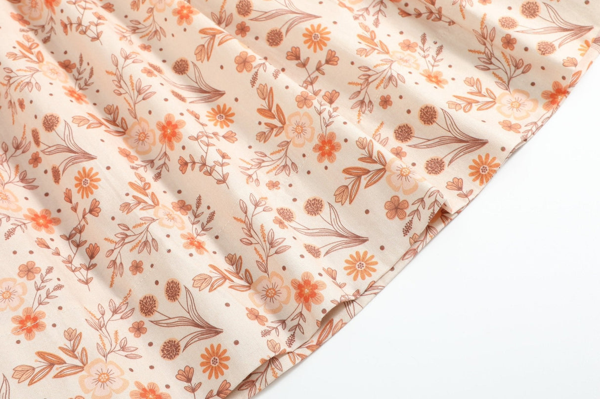 Brown Floral Smocked Bishop Dress