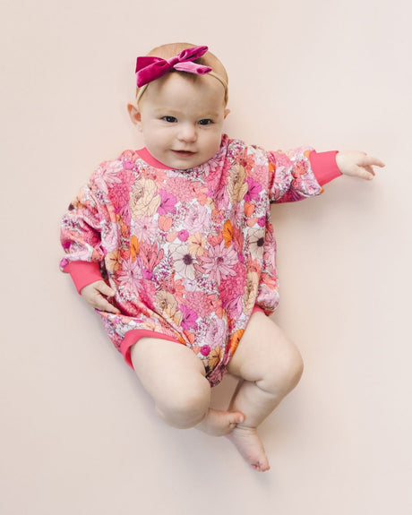 Bubble Romper | Pink Flowers - HoneyBug 