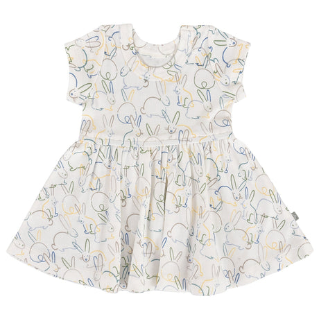 short sleeve twirl dress | bunnies - HoneyBug 