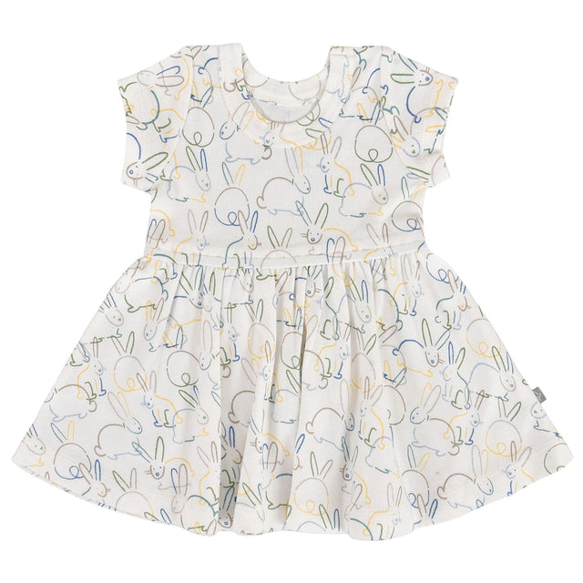short sleeve twirl dress | bunnies - HoneyBug 