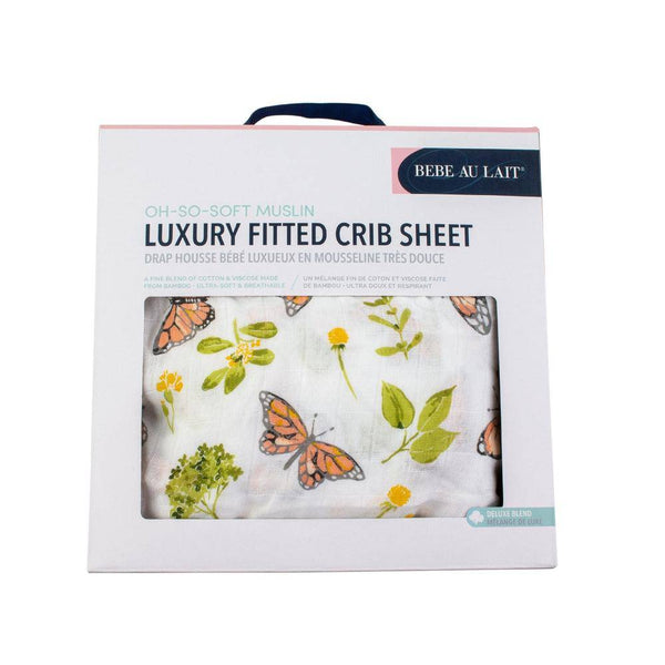 Butterfly Oh So Soft Muslin Crib Sheet - HoneyBug 