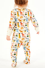 Soft & Stretchy Zipper Footie - Cats + Dogs - HoneyBug 
