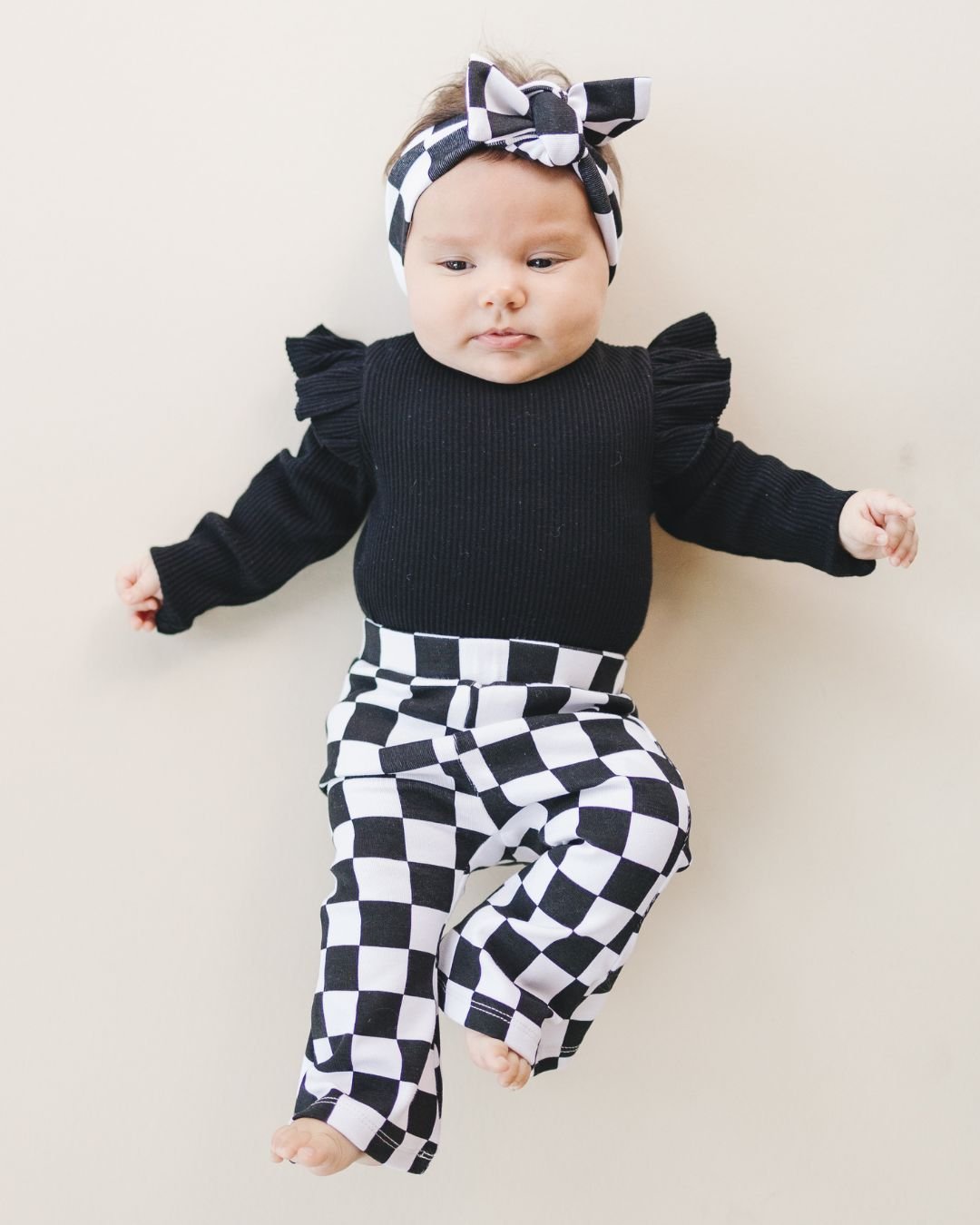 Checkered Flare Pants | Black - HoneyBug 