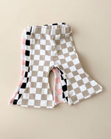 Checkered Flare Pants | Latte - HoneyBug 