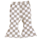 Checkered Flare Pants | Latte - HoneyBug 