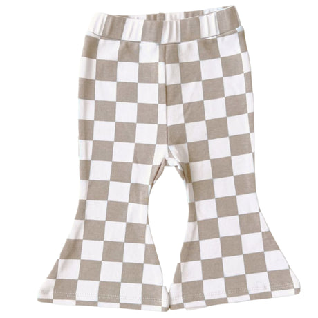 Checkered Flare Pants | Latte - HoneyBug 