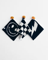 Checkered Plush Lovey | Black - HoneyBug 