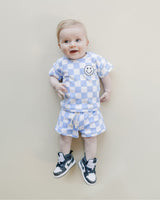 Checkered Shorts Set | Blue - HoneyBug 