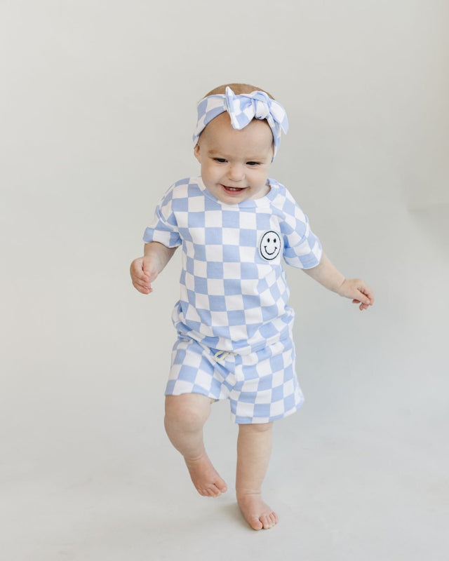 Checkered Shorts Set | Blue - HoneyBug 