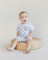 Checkered Shorts Set | Blue - HoneyBug 