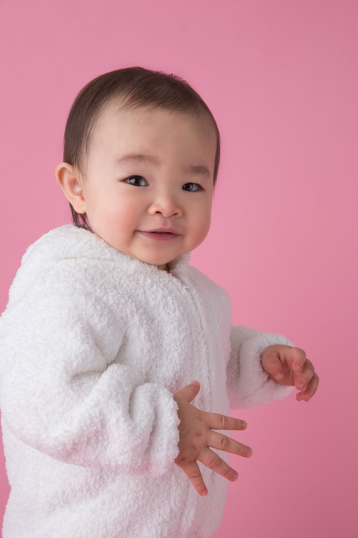 Chenille Hoodie - White - HoneyBug 