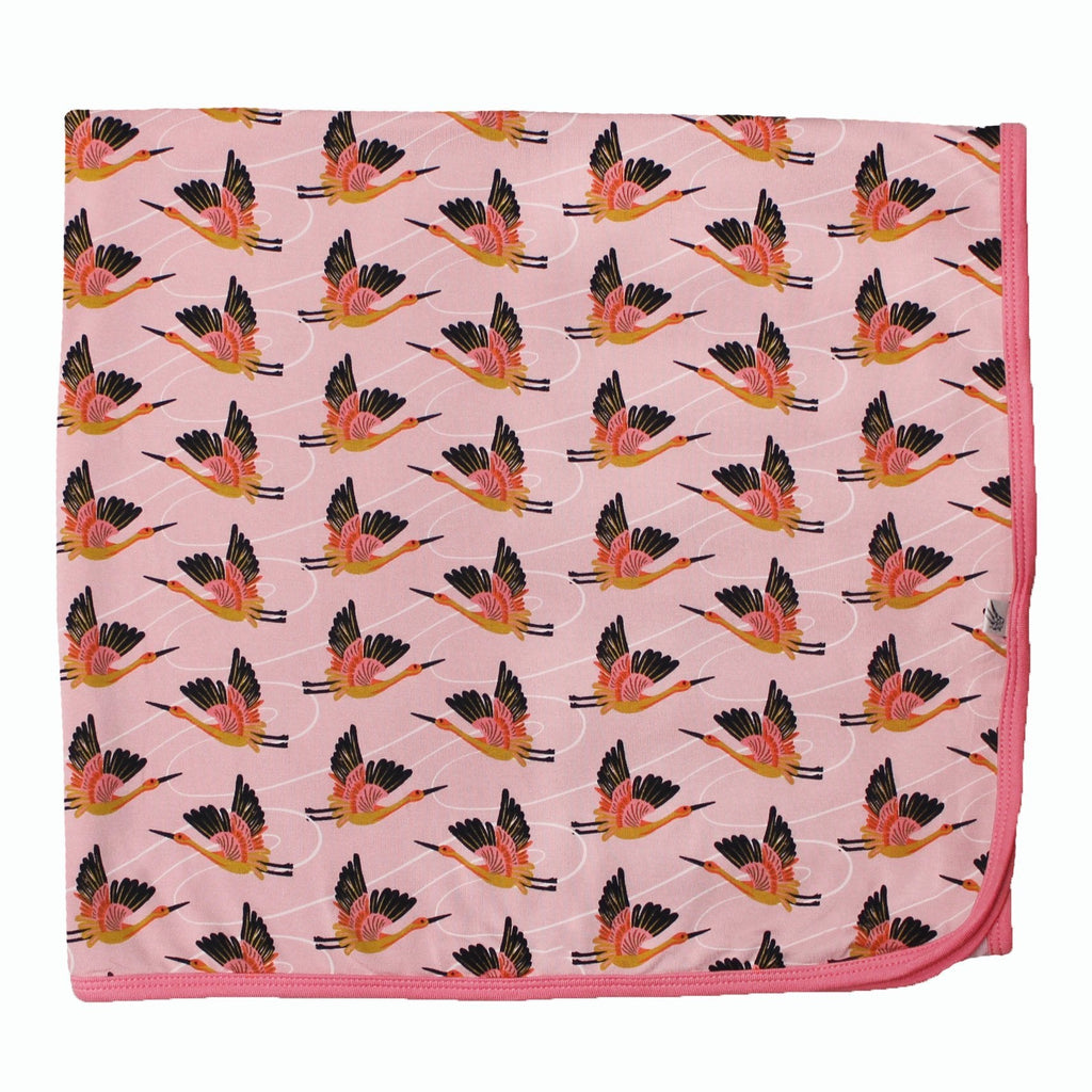 Cherry Blossom Cranes Swaddling Blanket - HoneyBug 