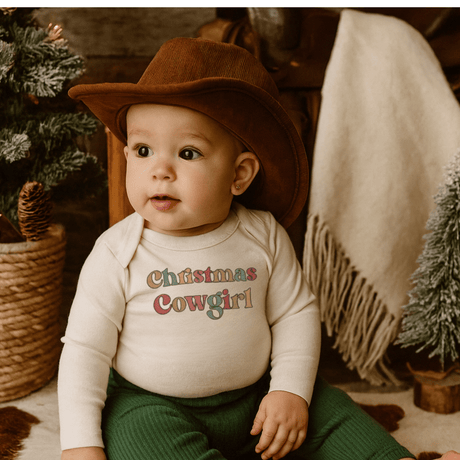 long sleeve graphic bodysuit | christmas cowgirl - HoneyBug 