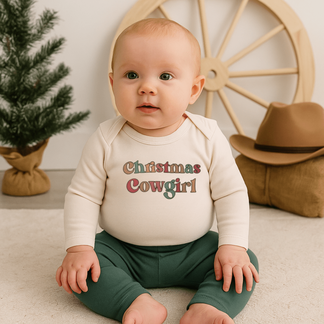 long sleeve graphic bodysuit | christmas cowgirl - HoneyBug 