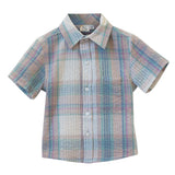 Boys Collar Shirt - Arctic - blue Seersucker - HoneyBug 