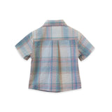 Boys Collar Shirt - Arctic - blue Seersucker - HoneyBug 