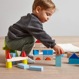 Colored Wooden Building Blocks - 46 Piece Set - HoneyBug 