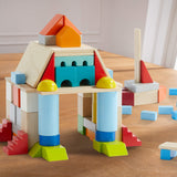 Colored Wooden Building Blocks - 85 Piece Set - HoneyBug 