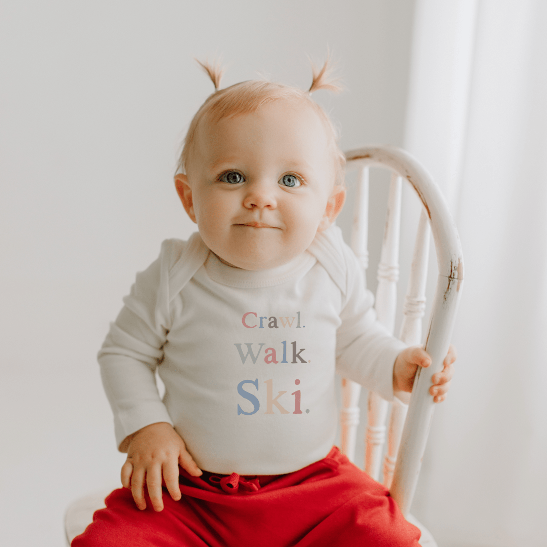 long sleeve graphic bodysuit | crawl walk ski - HoneyBug 