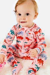 Soft & Stretchy Zipper Footie - Dinosaur Garden - HoneyBug 
