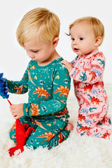 Soft & Stretchy Zipper Footie - Dinosaur Garden - HoneyBug 