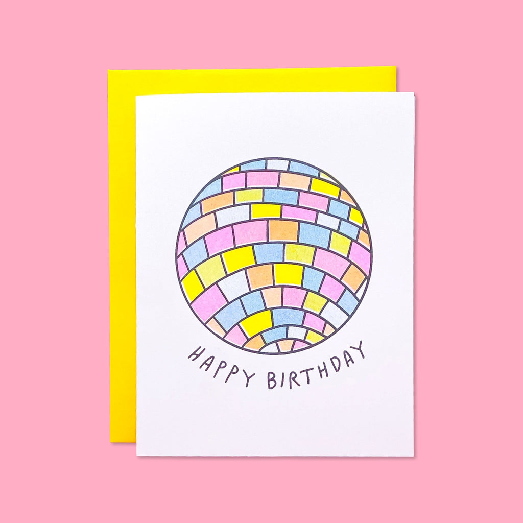 Disco Ball Birthday Risograph Card - HoneyBug 