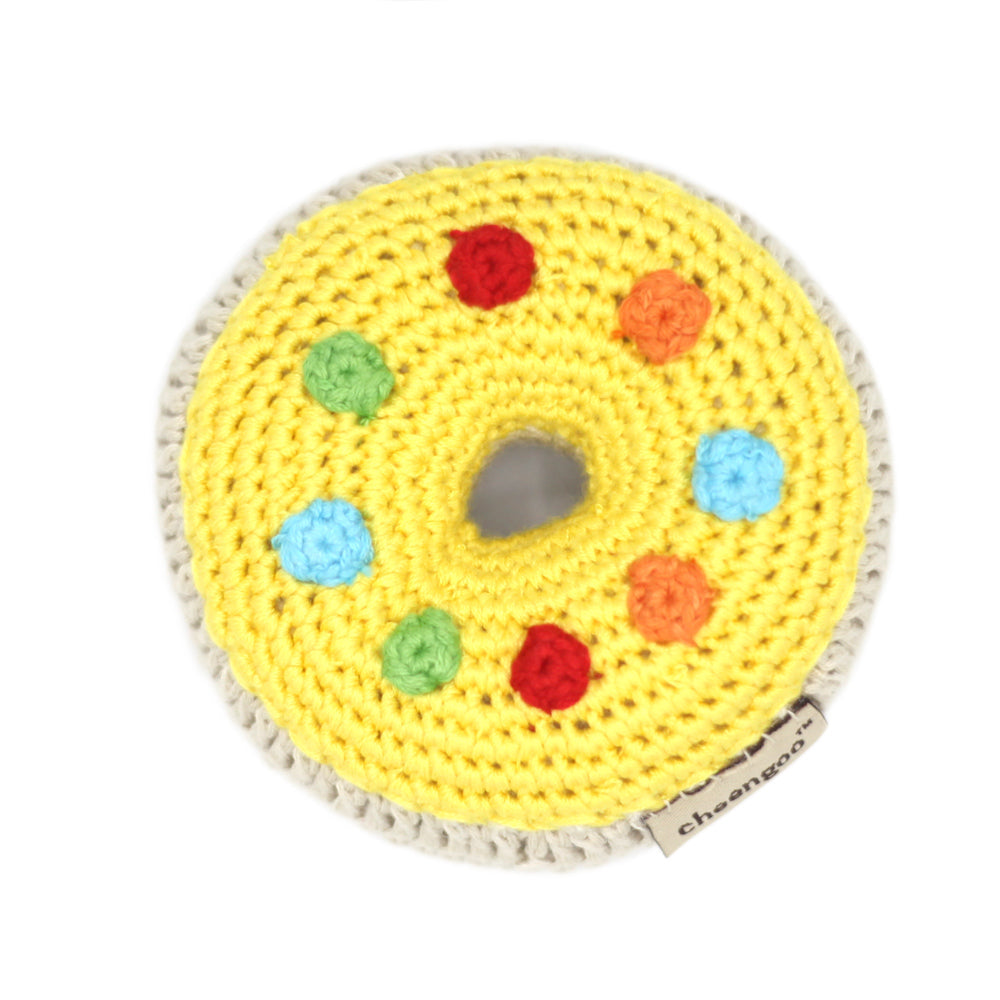 Crocheted Donut Rattle- Yellow - HoneyBug 