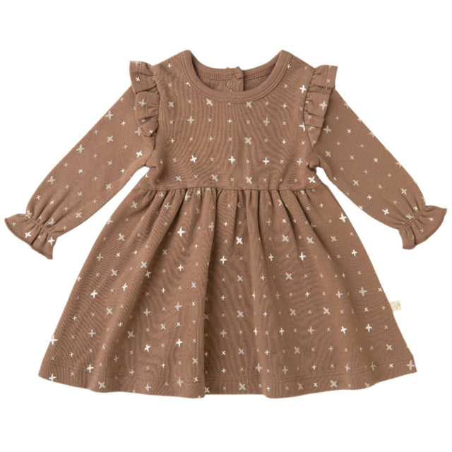 Organic Girls Ruffle Dress - Sparkle - HoneyBug 