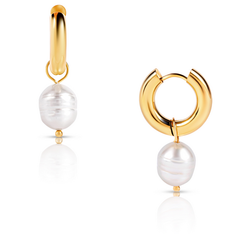 Melrose Mini Hoop Pearl Earring - HoneyBug 