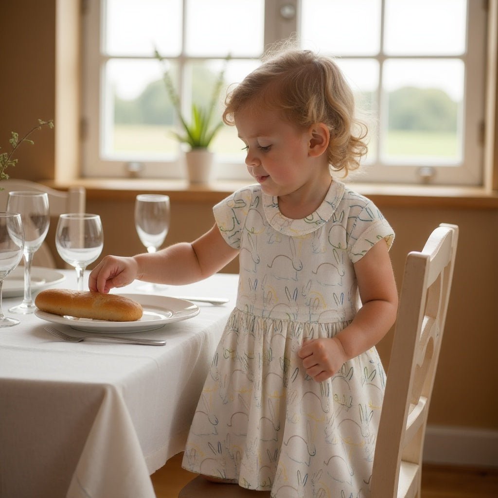 short sleeve twirl dress | bunnies - HoneyBug 