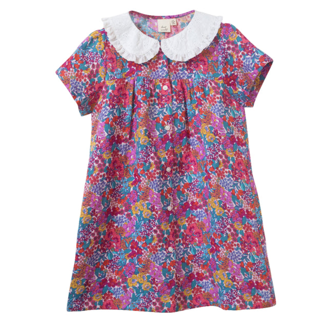 Girls Broderie Collar Fae Dress - Orchid - HoneyBug 