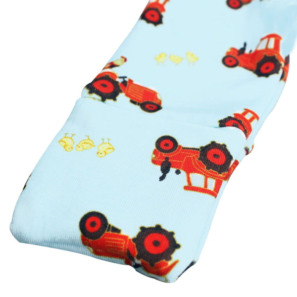 Farm Friends with Red Tractors Ruffle Newborn Gown & Knot Hat Set - HoneyBug 