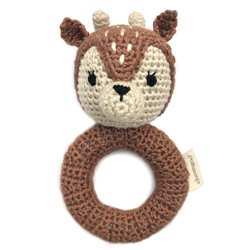 Fawn Ring Hand Crocheted Rattle - HoneyBug 