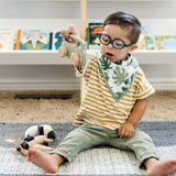 Cotton Muslin + Fleece Bandana Bib 4 Pack - Tropical Leaf - HoneyBug 