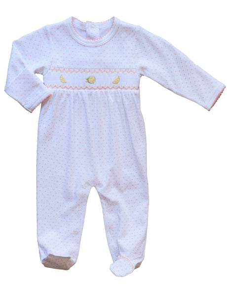 Pink Lemonade Smocked Footie - HoneyBug 