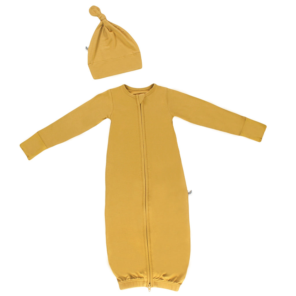 Gold Dust Newborn Gown & Knot Hat Set - HoneyBug 