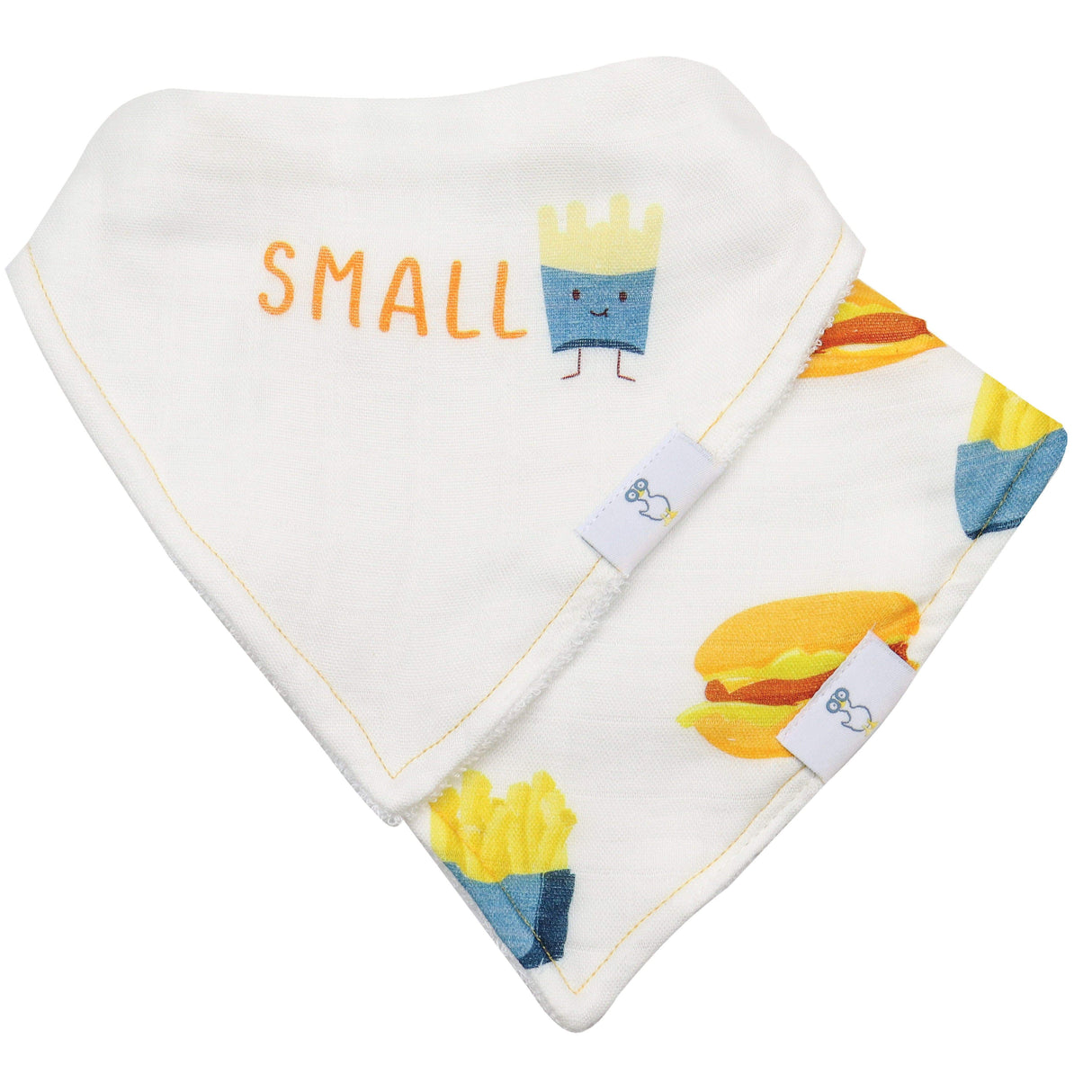 Small Fry and Burgers and Fries 2 Pack Muslin & Terry Cloth Bib Set - HoneyBug 