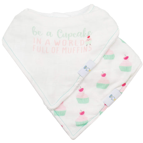Muffin and Cupcake 2 Pack Muslin & Terry Cloth Bib Set - HoneyBug 