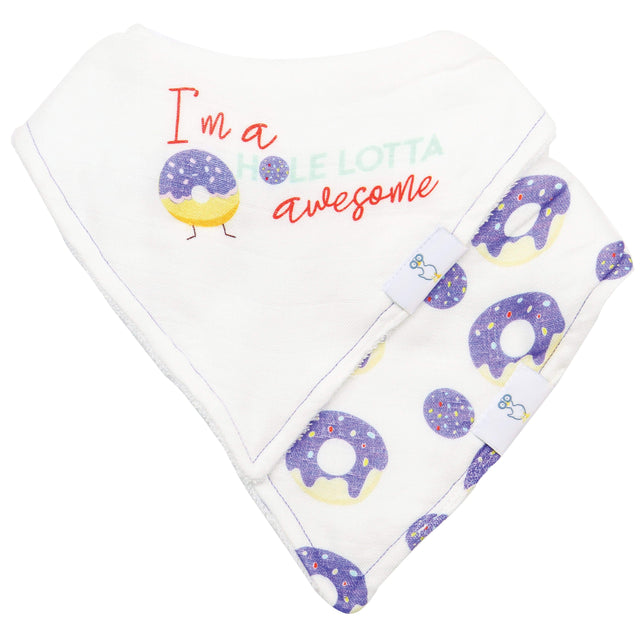 I'm Awesome and Donut 2 Pack Muslin & Terry Cloth Bib Set - HoneyBug 