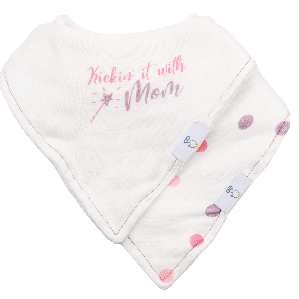 Mom and Dots 2 Pack Muslin & Terry Cloth Bib Set - HoneyBug 