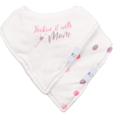 Mom and Dots 2 Pack Muslin & Terry Cloth Bib Set - HoneyBug 