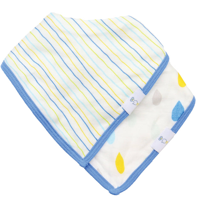 Stripes and Rain Drops 2 Pack Muslin & Terry Cloth Bib Set - HoneyBug 