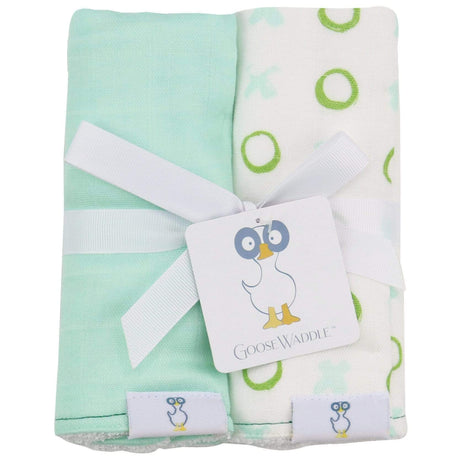 Peas and XO Mint 2 PK Muslin & Terry Cloth Burp Cloth - HoneyBug 