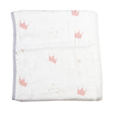 Pink Crown and Gray Oversized Bamboo Muslin Quilted Blanket - HoneyBug 