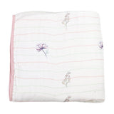 Flower and Pink Oversized Bamboo Muslin Quilted Blanket - HoneyBug 