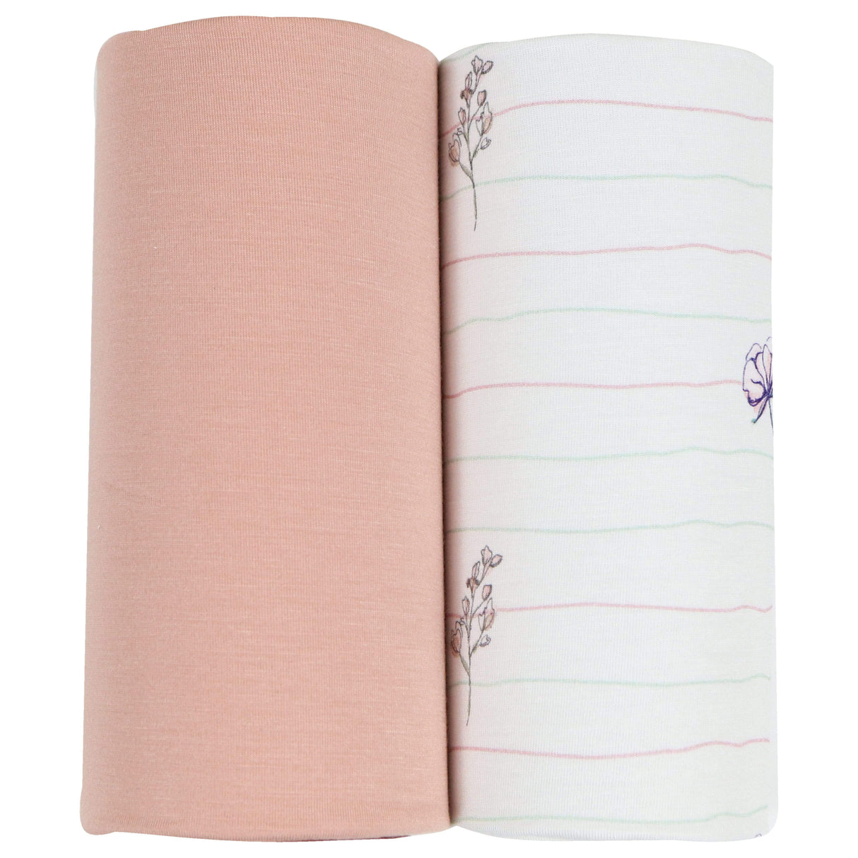 Flower and Pink 2 PK Swaddle Blanket - HoneyBug 