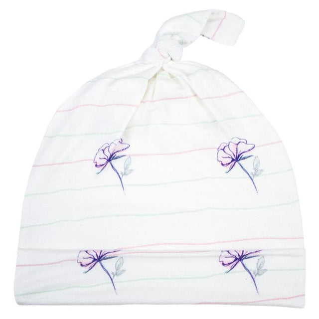 Flowers with Stripes Knotted Baby Beanie - HoneyBug 